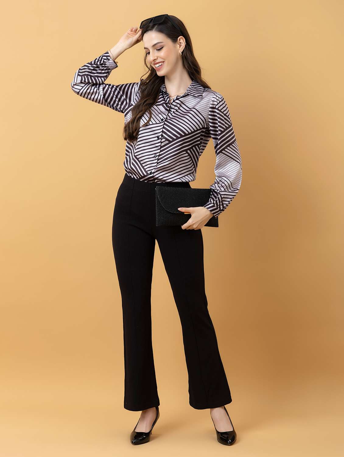 women printed collared long sleeve shirt - 22443483 -  Standard Image - 6