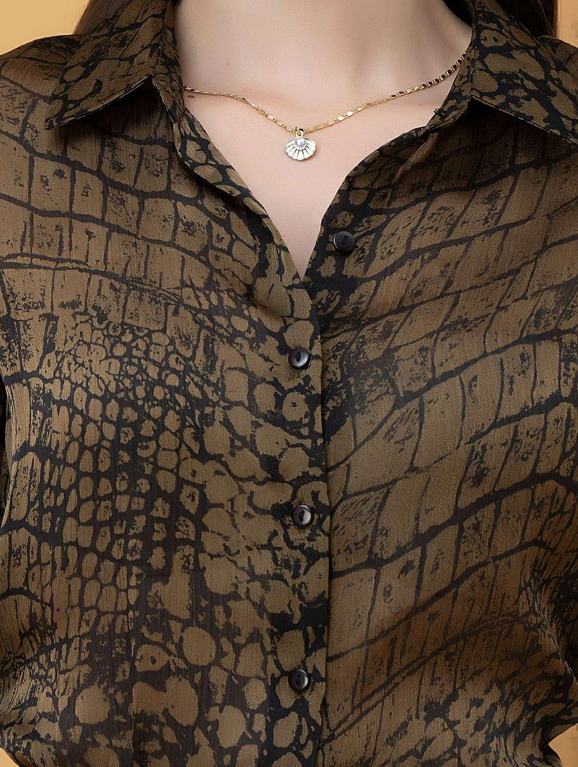 women printed collared long sleeve shirt - 22443486 -  Standard Image - 1