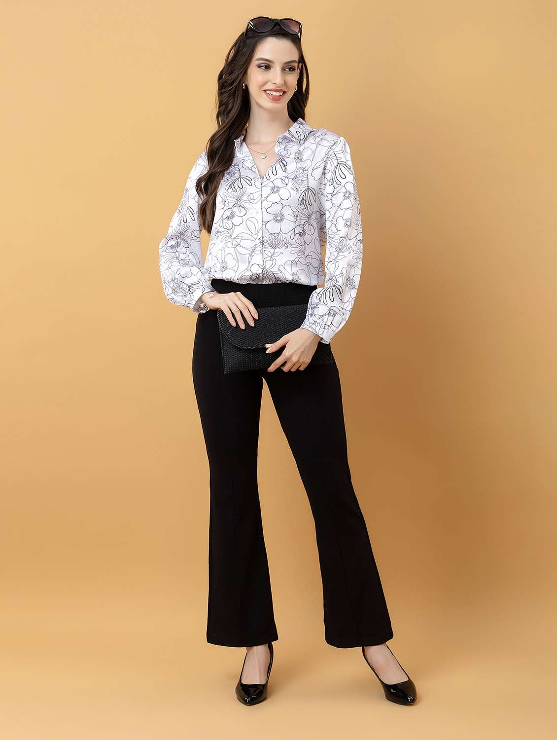 women printed collared long sleeve shirt - 22443490 -  Standard Image - 6