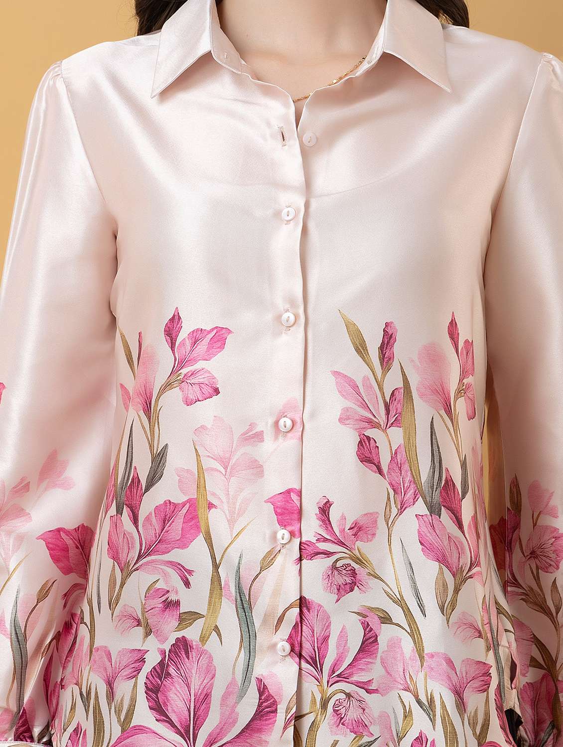 women printed collared long sleeve shirt - 22443491 -  Standard Image - 1