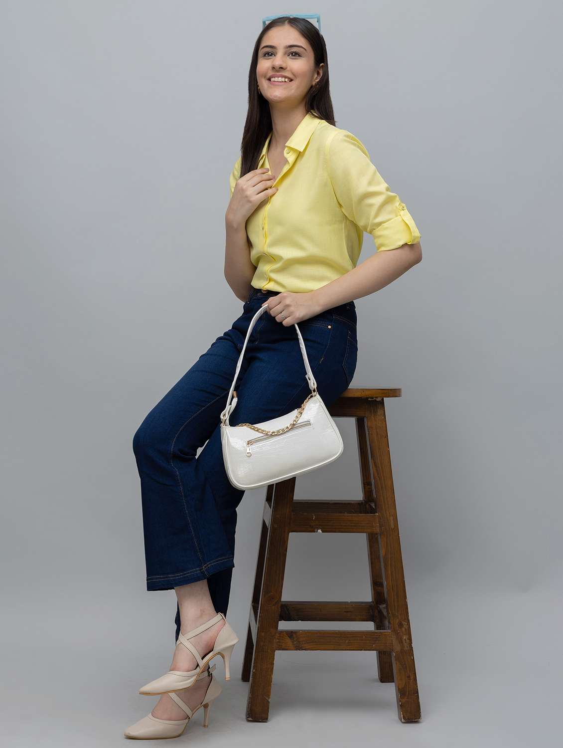 women solid yellow linen blend regular shirt - 22443512 -  Standard Image - 6