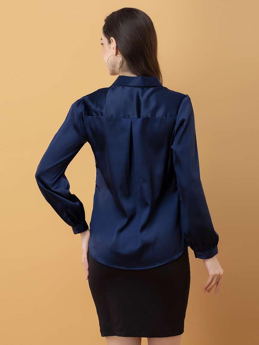 women printed collared long sleeve sheer shirt - 22443520 -  Standard Image - 4