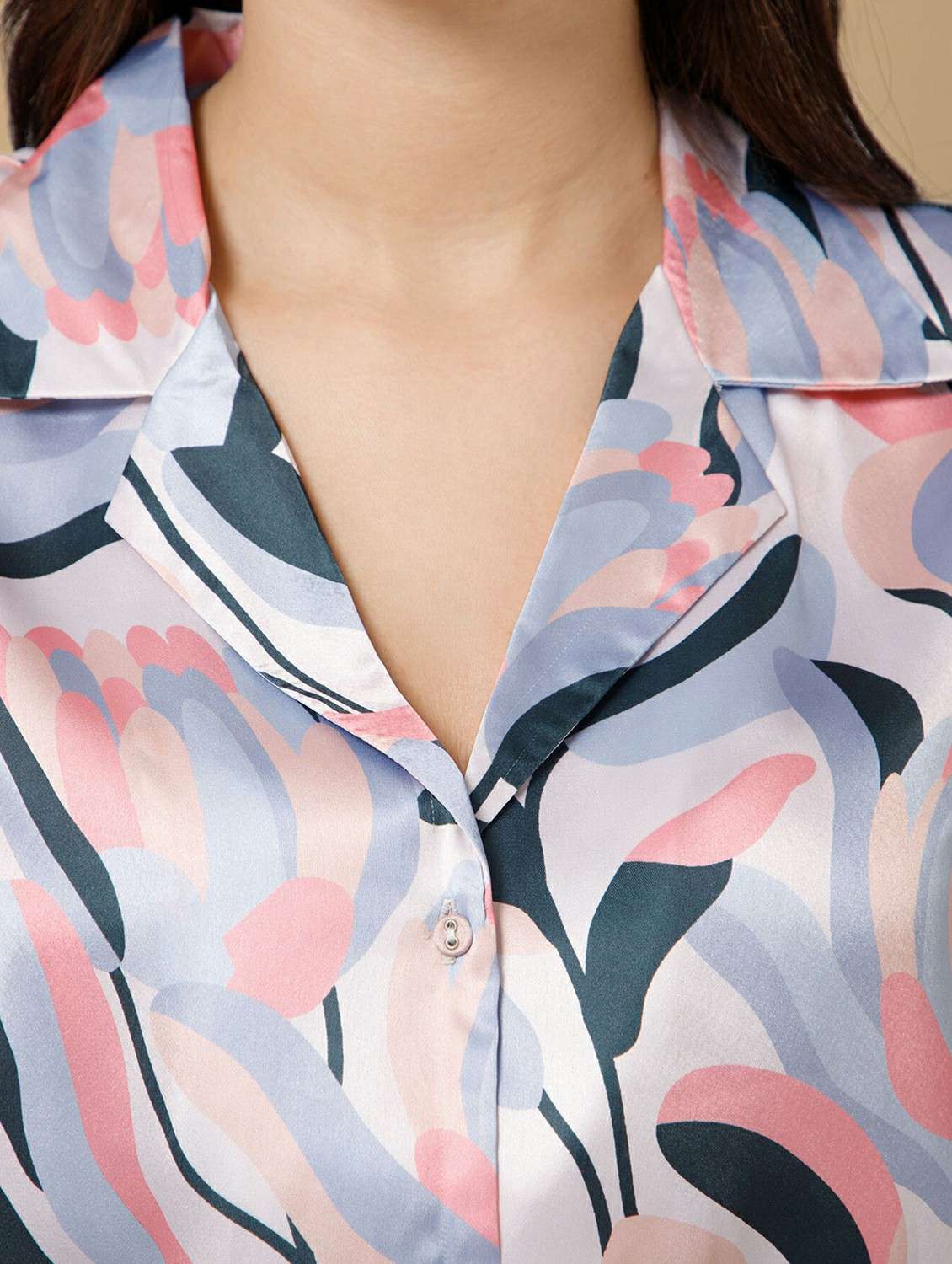 Women Printed Multi Colored Satin Regular Shirt - 22443536 -  Standard Image - 1