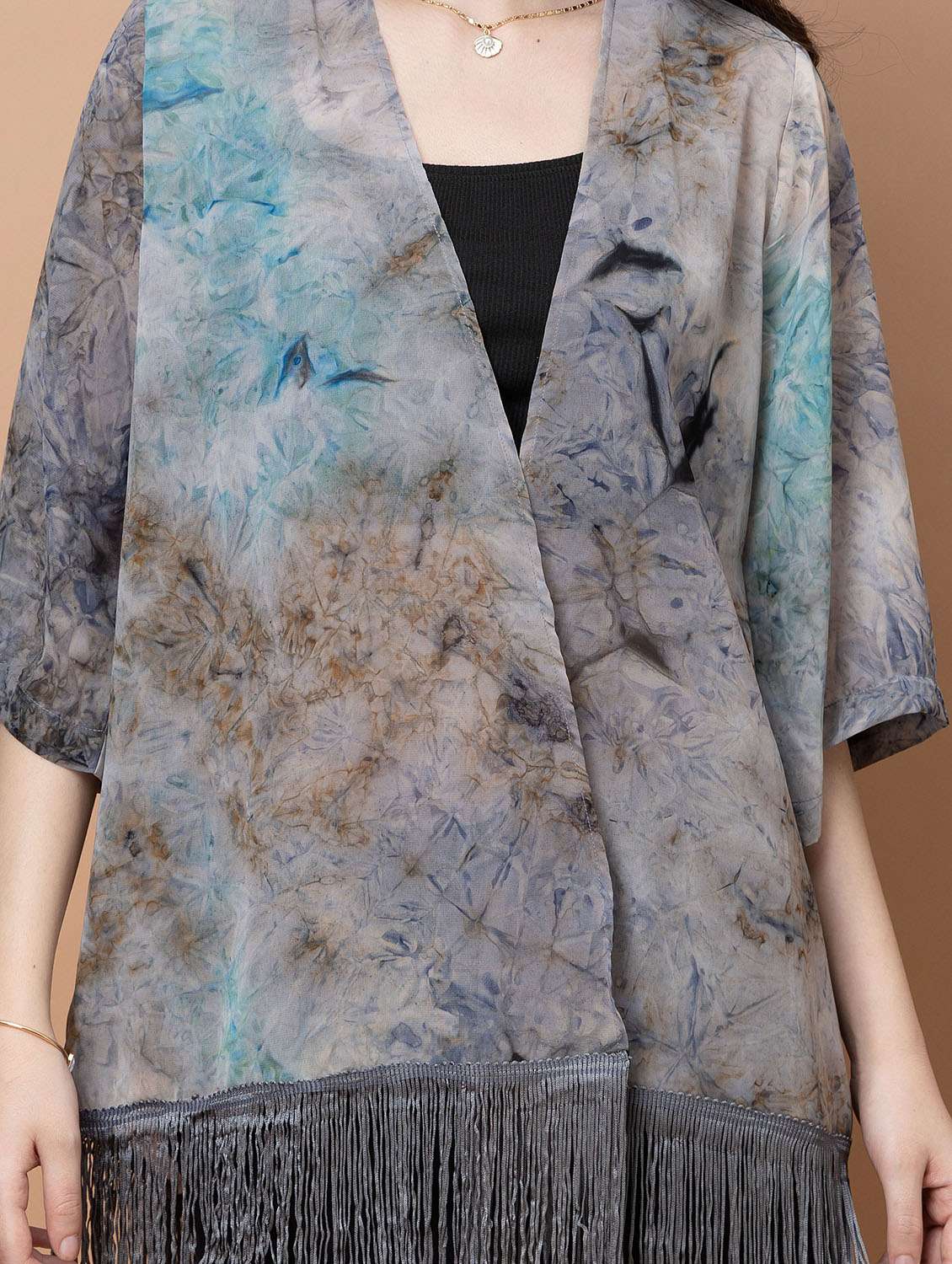 Women Printed Three Quarter Sleeve Shrug - 22443546 -  Standard Image - 1