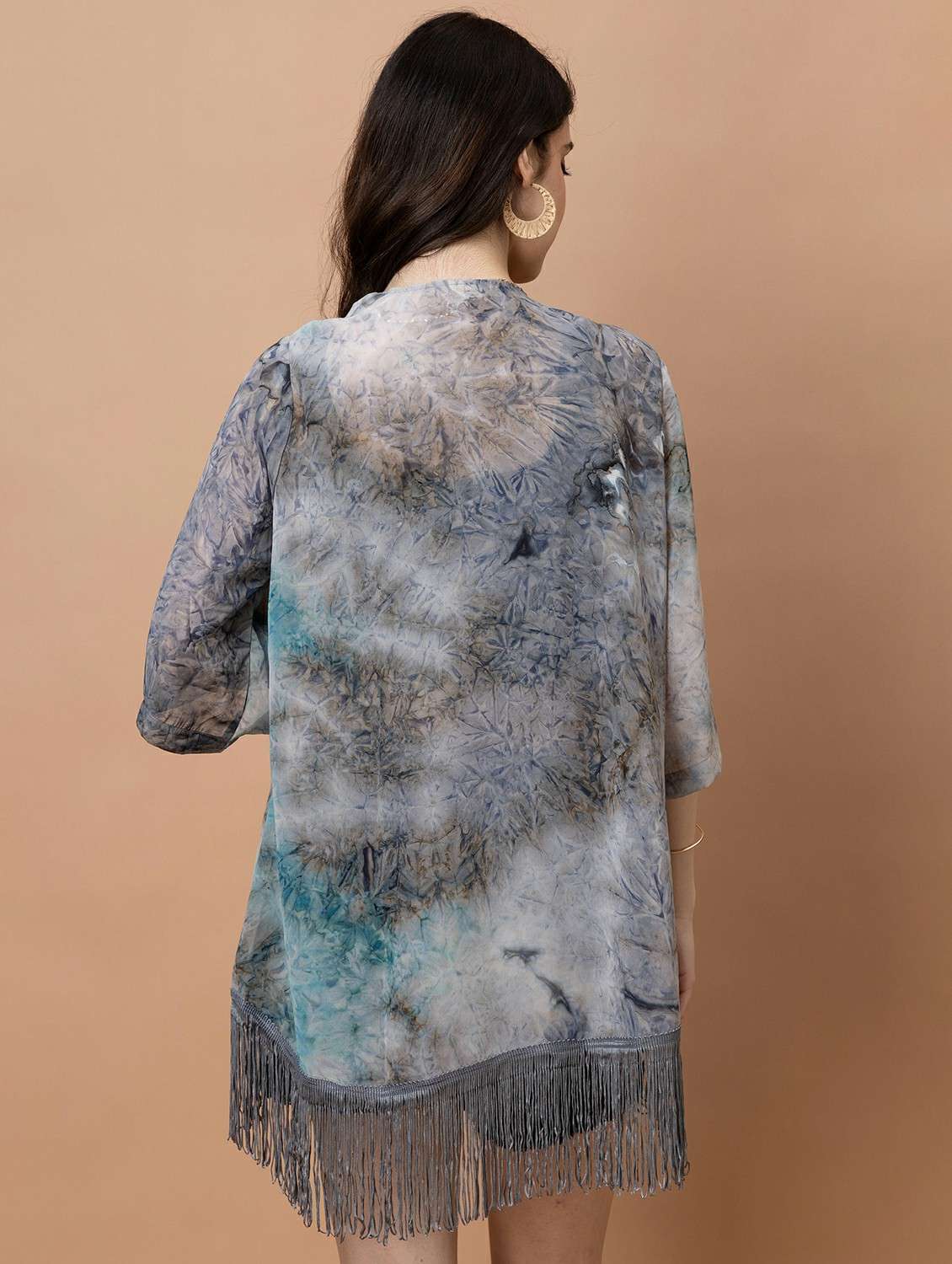 Women Printed Three Quarter Sleeve Shrug - 22443546 -  Standard Image - 4