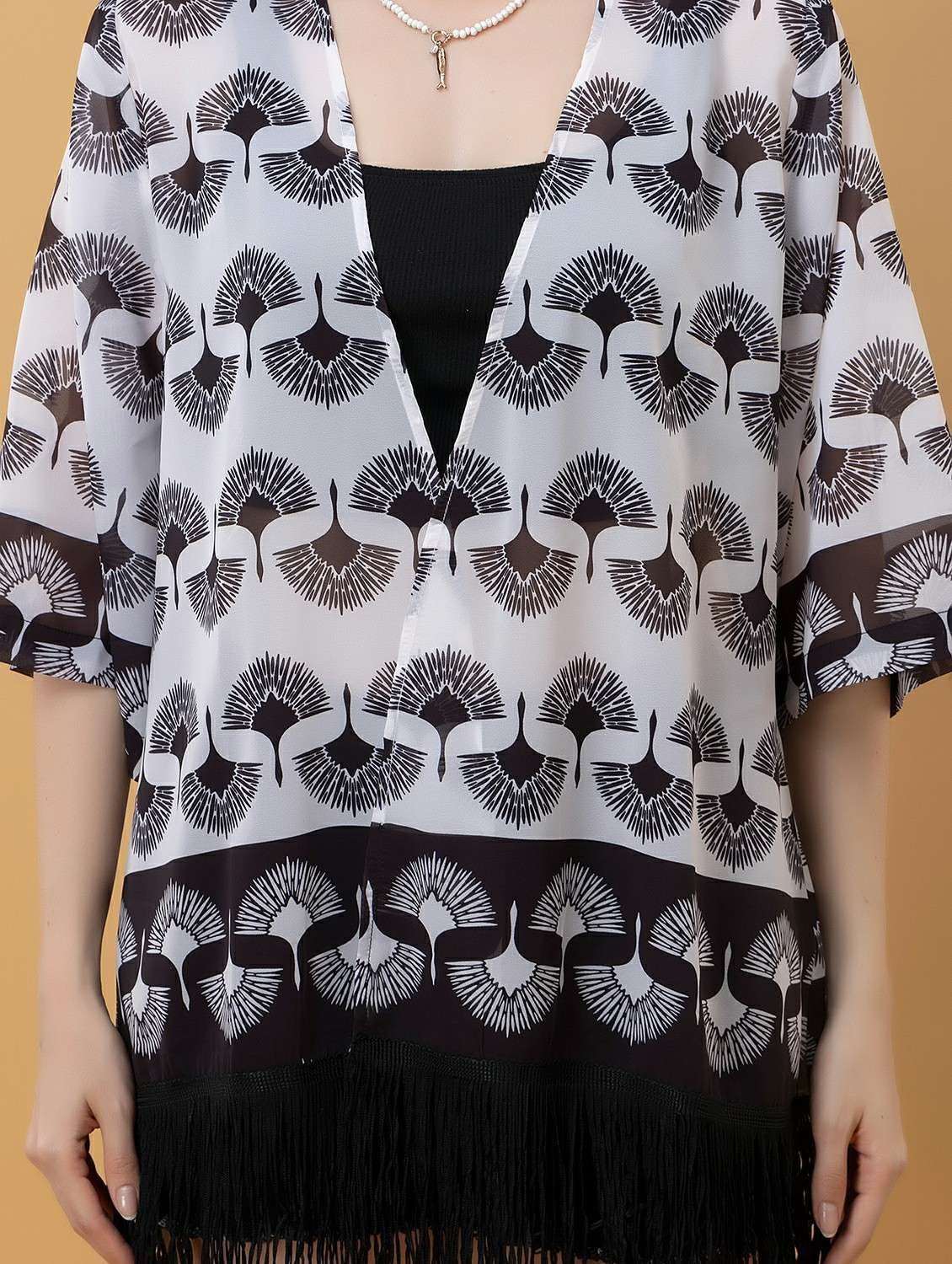 Women Printed Three Quarter Sleeve Shrug - 22443548 -  Standard Image - 1