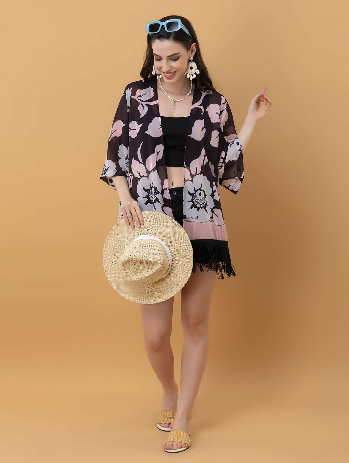 women printed three quarter sleeve shrug - 22443549 -  Standard Image - 6