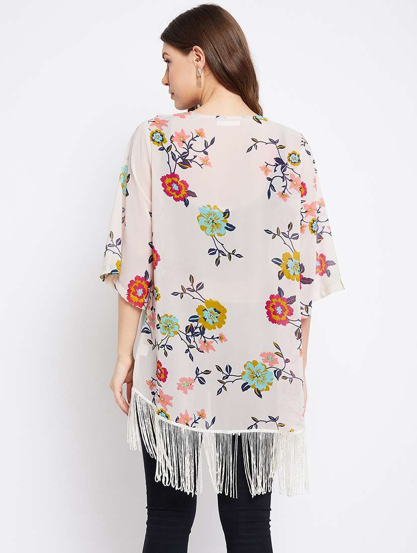 women printed three quarter sleeve shrug - 22443550 -  Standard Image - 4