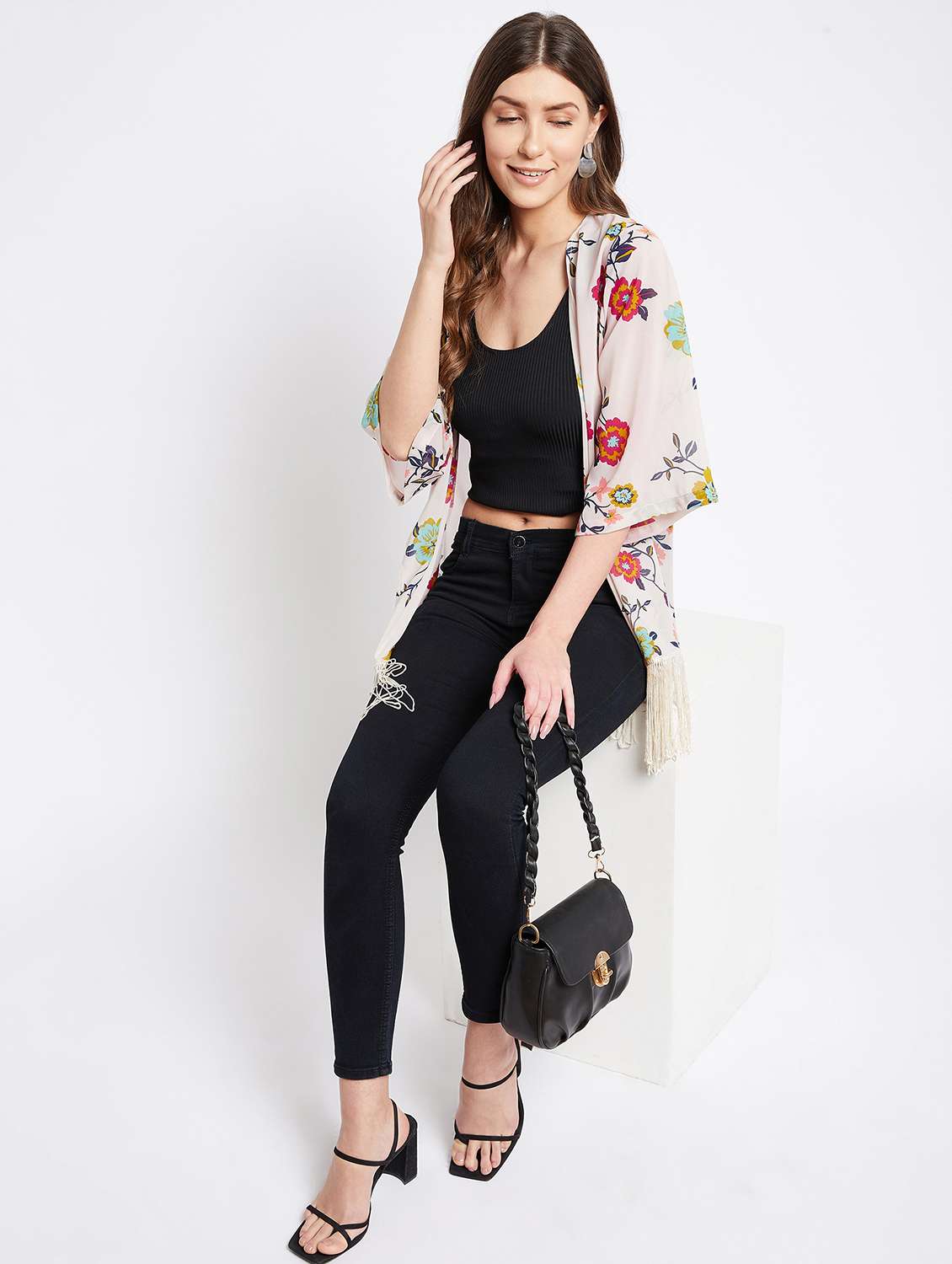 women printed three quarter sleeve shrug - 22443550 -  Standard Image - 6