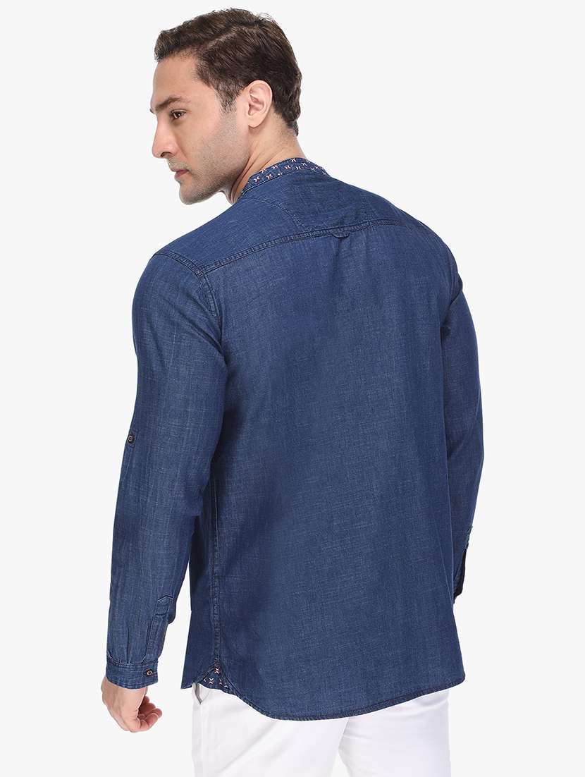 men solid mandarin neck short kurta - 22443559 -  Standard Image - 4