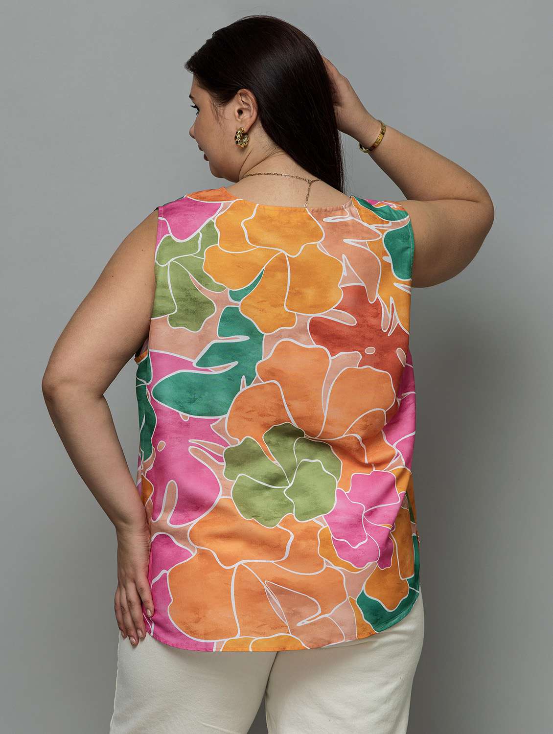 women plus size pinted sleeveless top - 22443577 -  Standard Image - 4