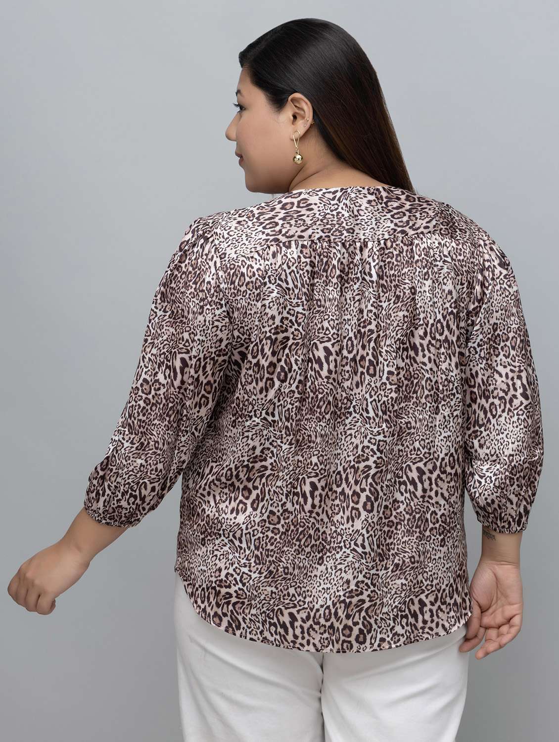 women animal print  multi satin regular top - 22443588 -  Standard Image - 4