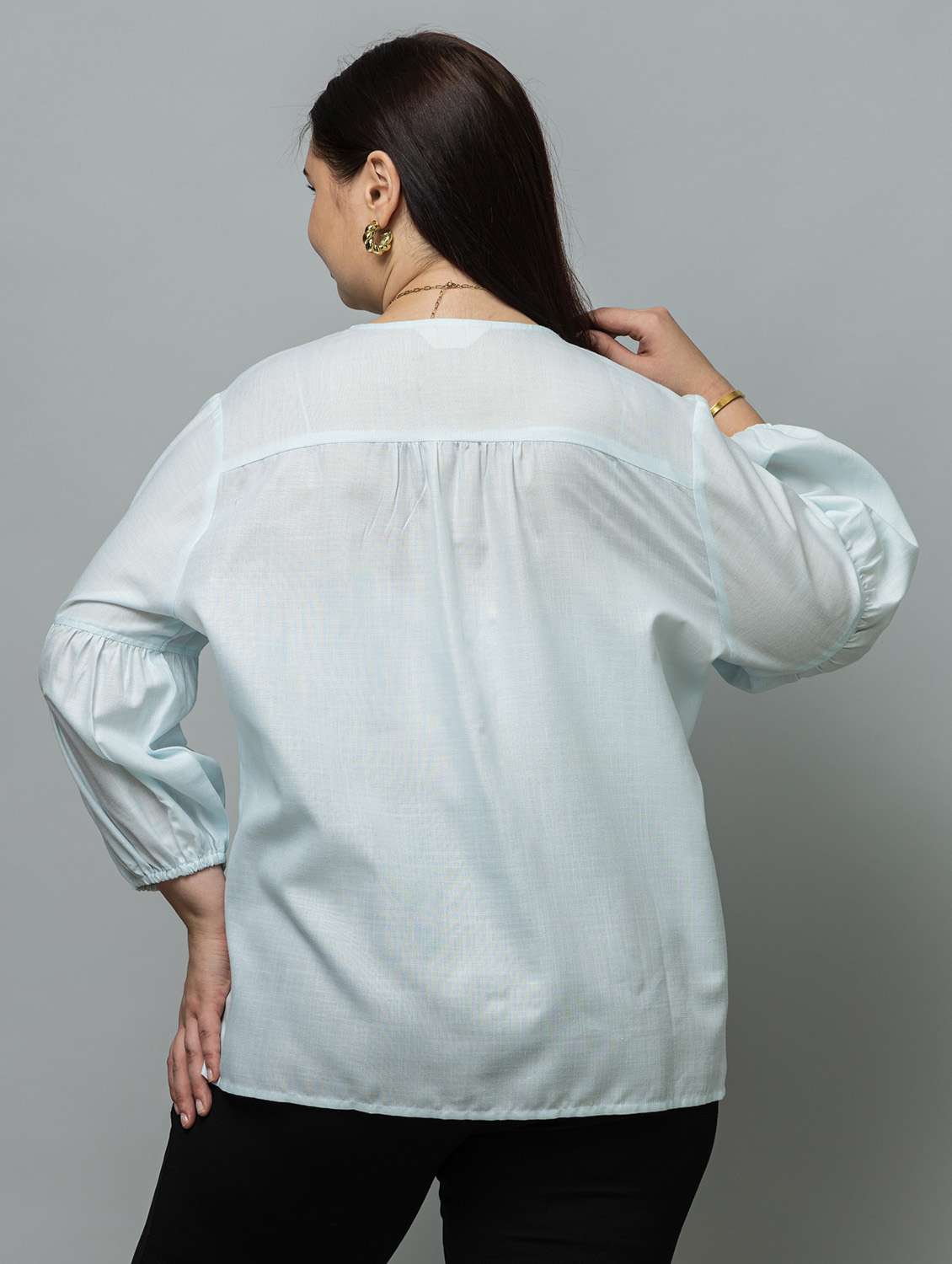women plus size solid long sleeve top - 22443590 -  Standard Image - 4