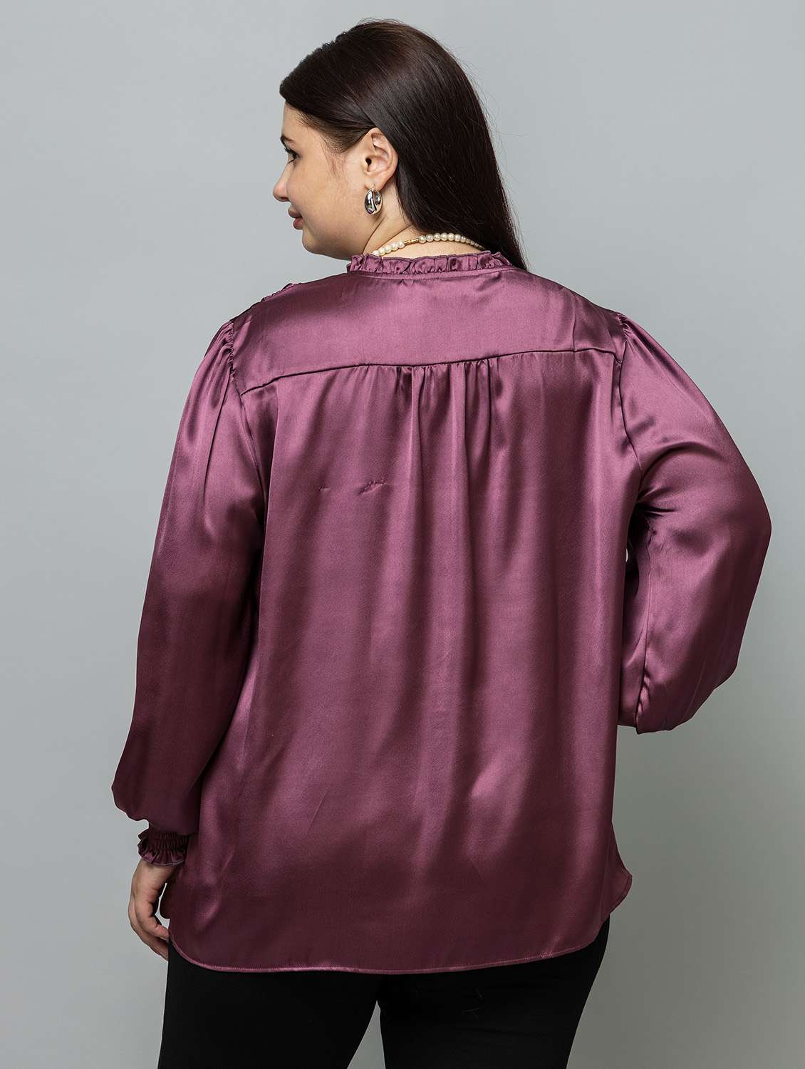 women plus size solid long sleeve top - 22443594 -  Standard Image - 4