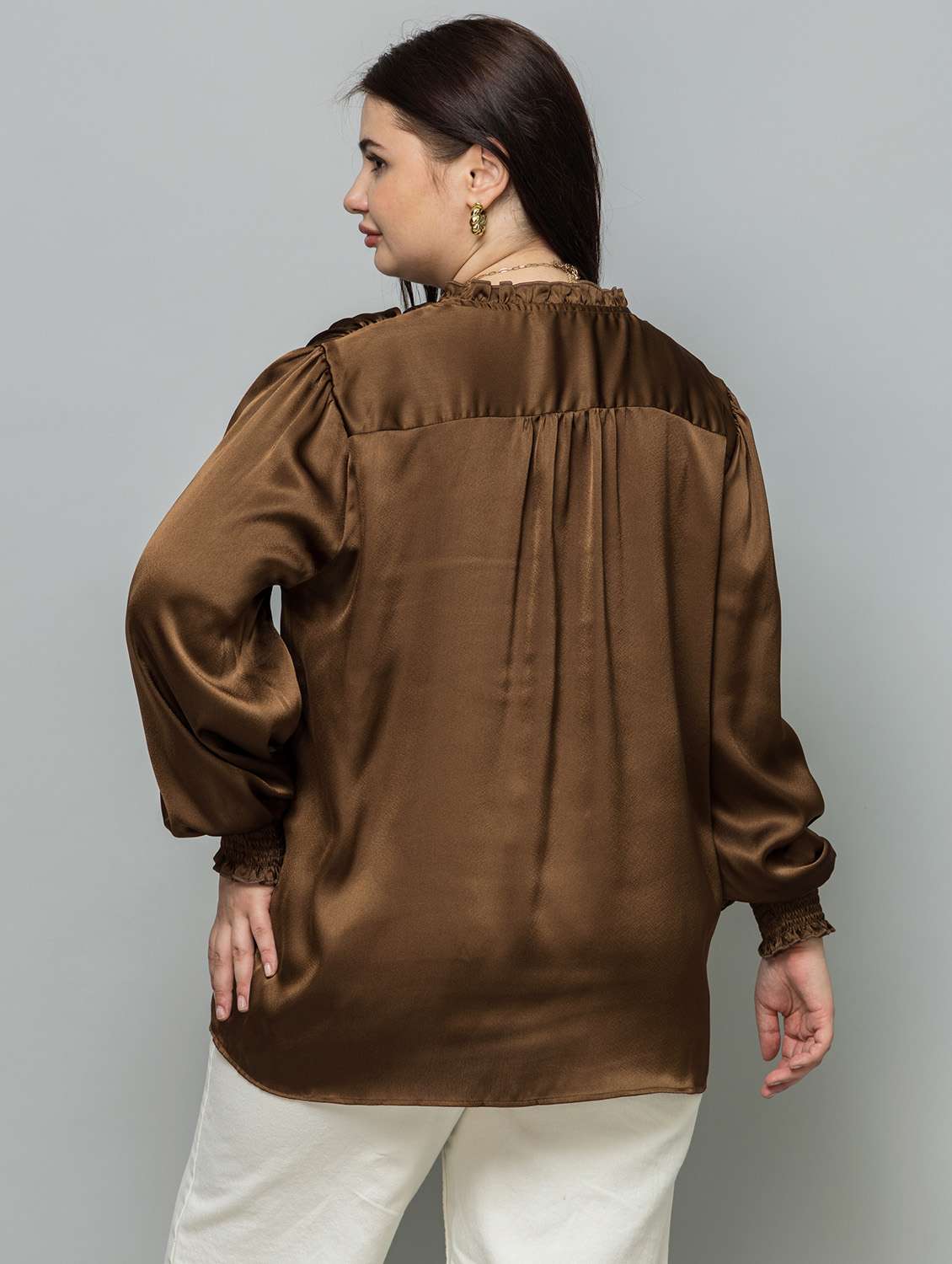 women plus size solid long sleeve top - 22443595 -  Standard Image - 4