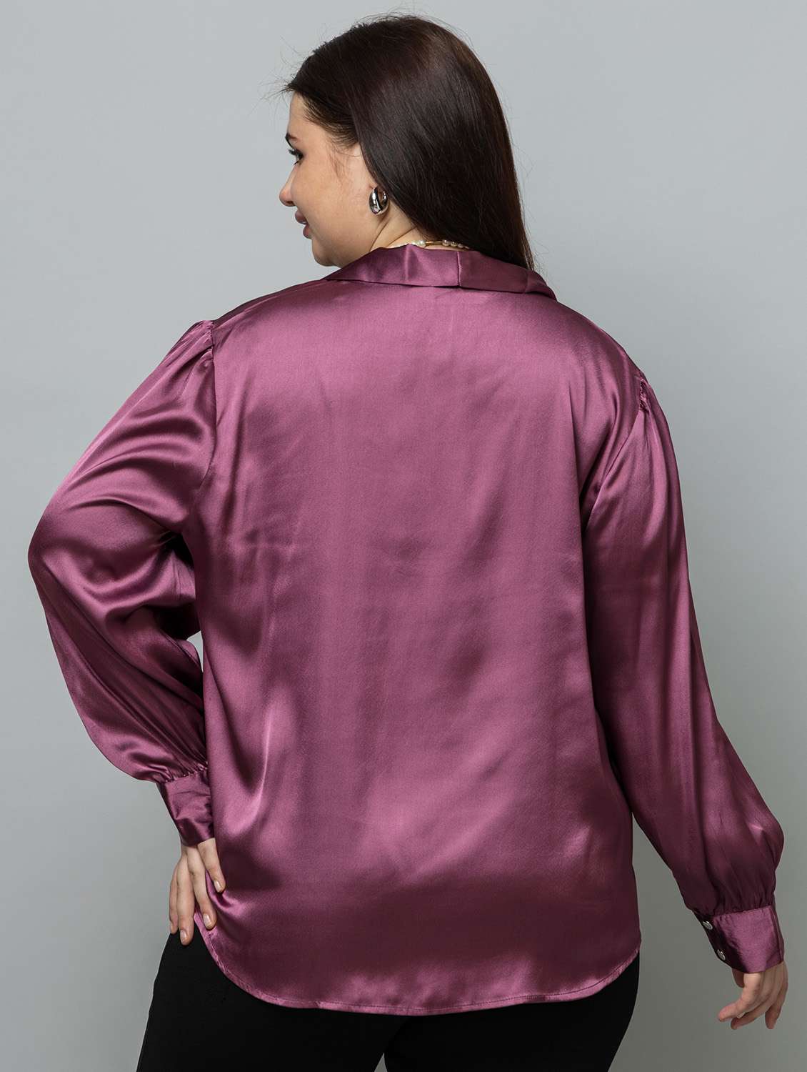 women solid purple satin regular top - 22443596 -  Standard Image - 4