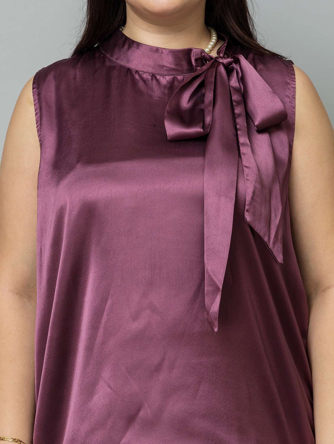 women solid purple satin regular top - 22443598 -  Standard Image - 1