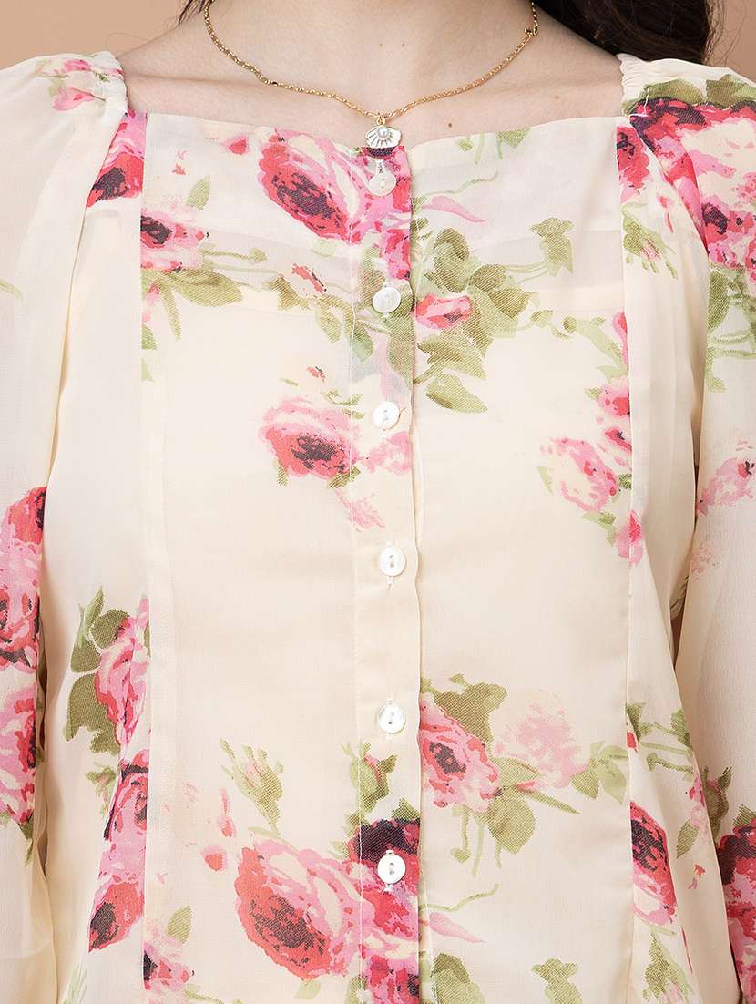 women printed three quarter sleeve regular top - 22443607 -  Standard Image - 1