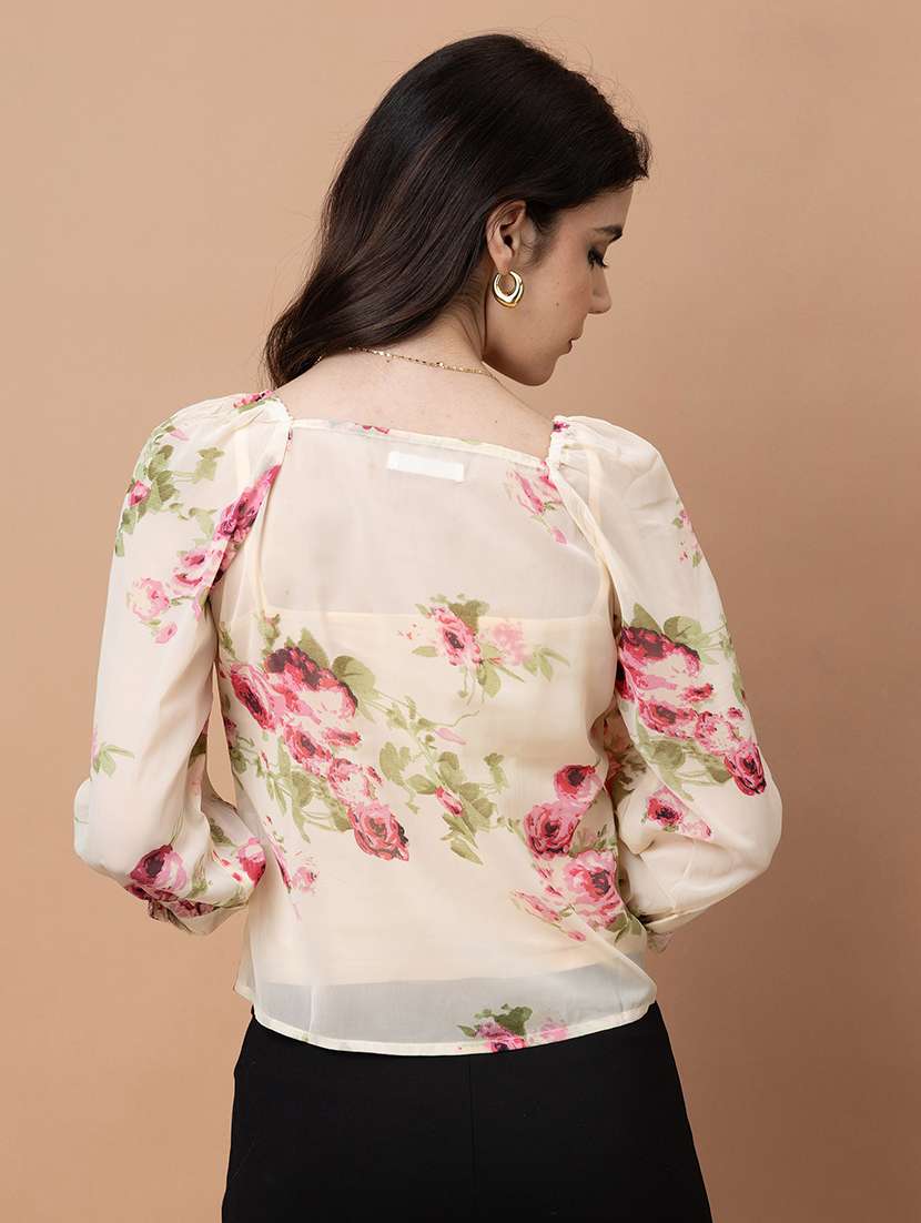 women printed three quarter sleeve regular top - 22443607 -  Standard Image - 4