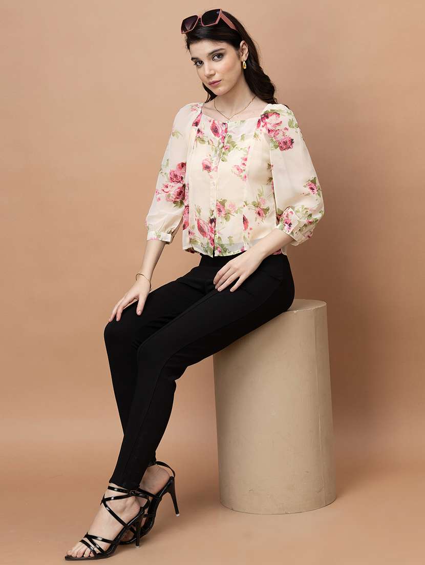 women printed three quarter sleeve regular top - 22443607 -  Standard Image - 6