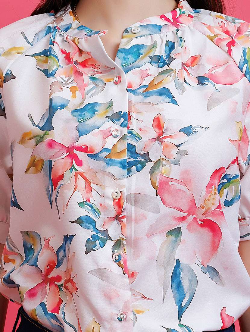 women floral pink rayon regular top - 22443615 -  Standard Image - 1