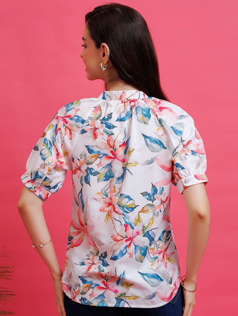 women floral pink rayon regular top - 22443615 -  Standard Image - 4