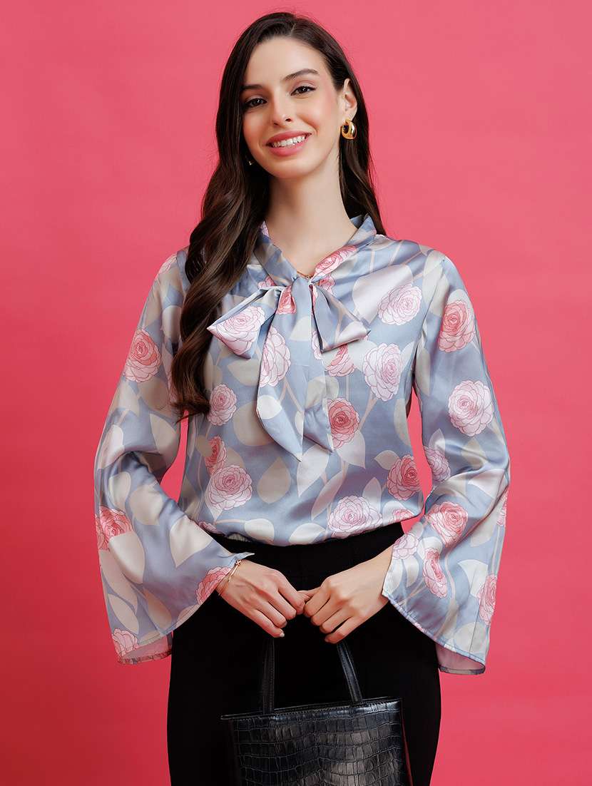 women printed long sleeve regular top