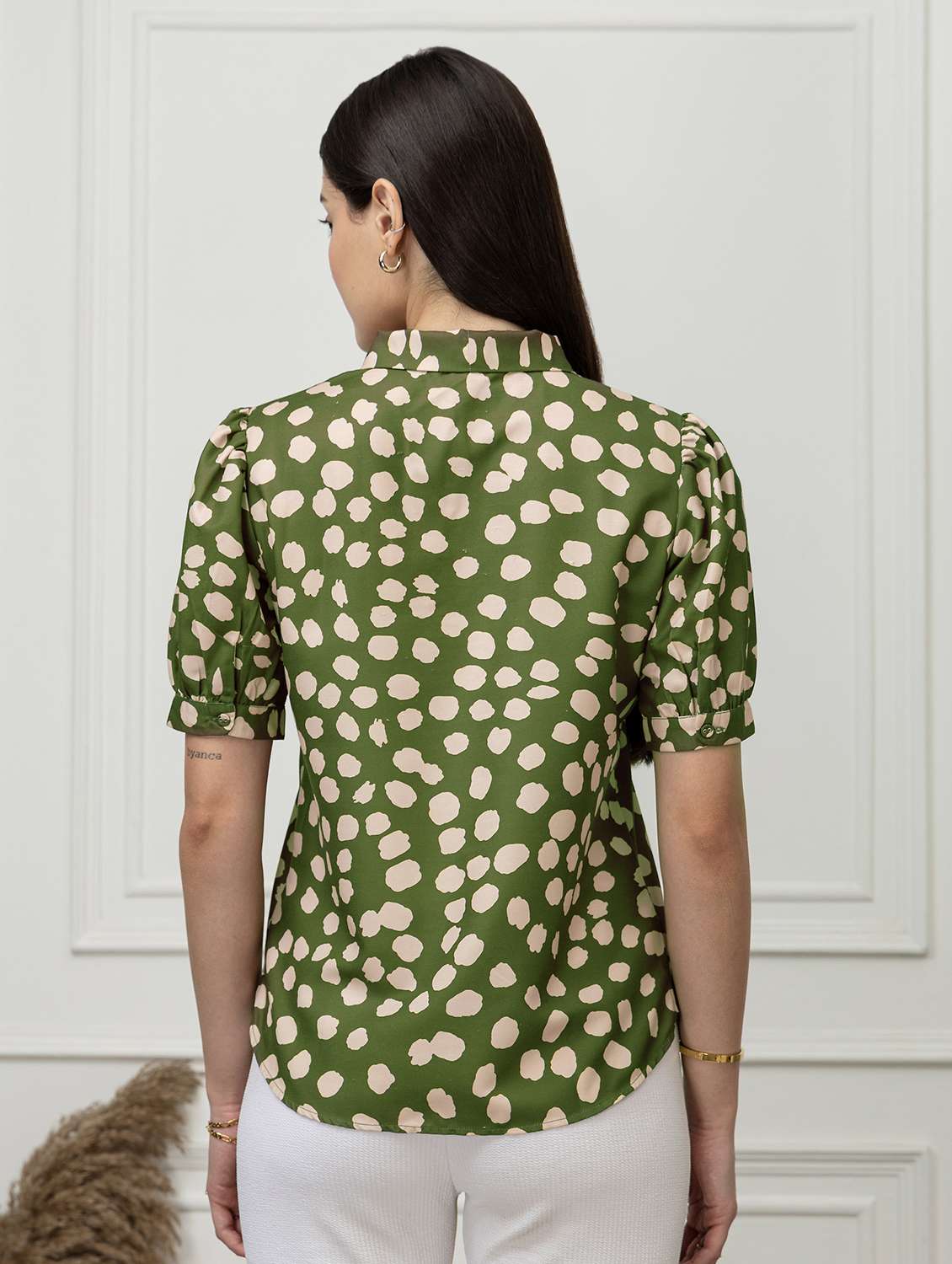 women polka dots green rayon regular top - 22443628 -  Standard Image - 4