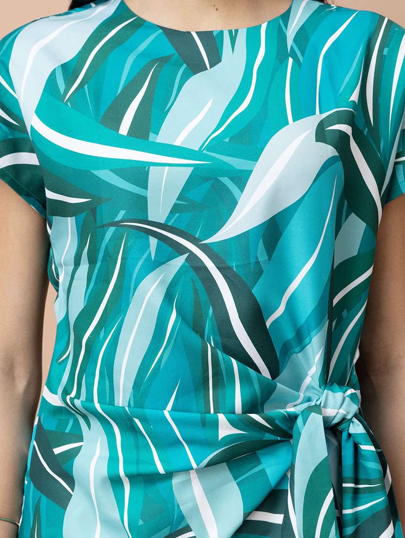 women abstract green satin regular top - 22443639 -  Standard Image - 1