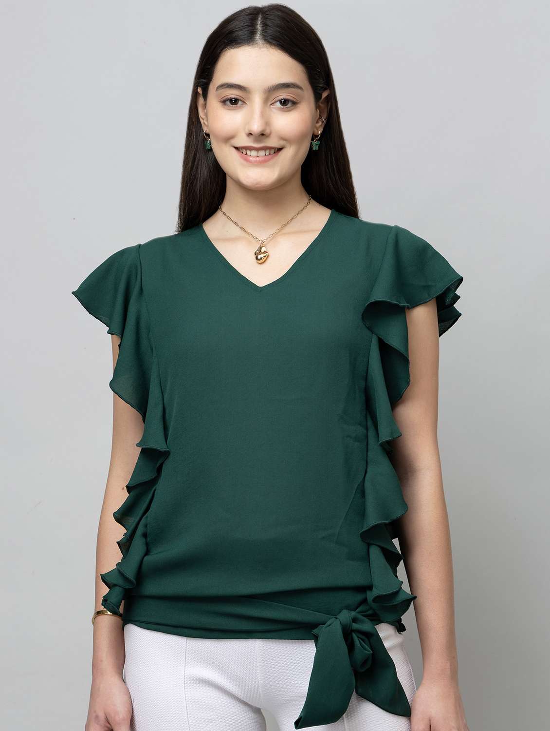 women solid short sleeve regular top