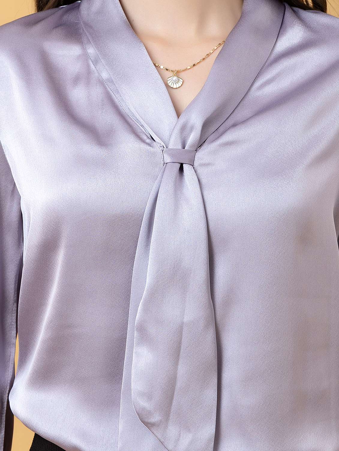 women solid lavender satin regular top - 22443654 -  Standard Image - 1