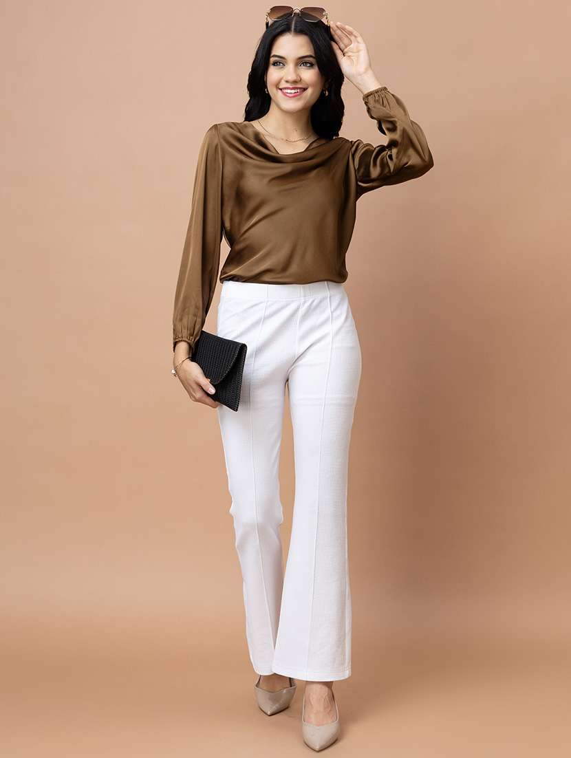 women solid brown satin regular top - 22443660 -  Standard Image - 6