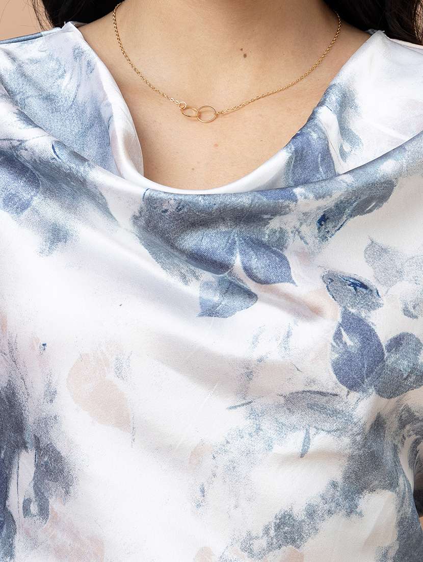 women floral blue satin regular top - 22443663 -  Standard Image - 1