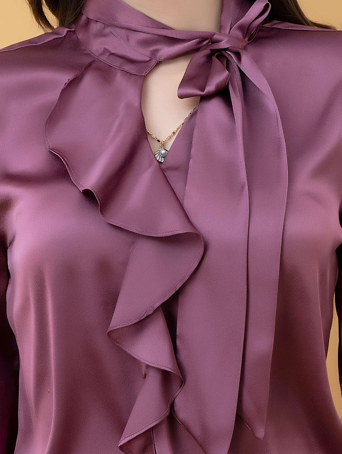 women solids purple satin regular top - 22443665 -  Standard Image - 1