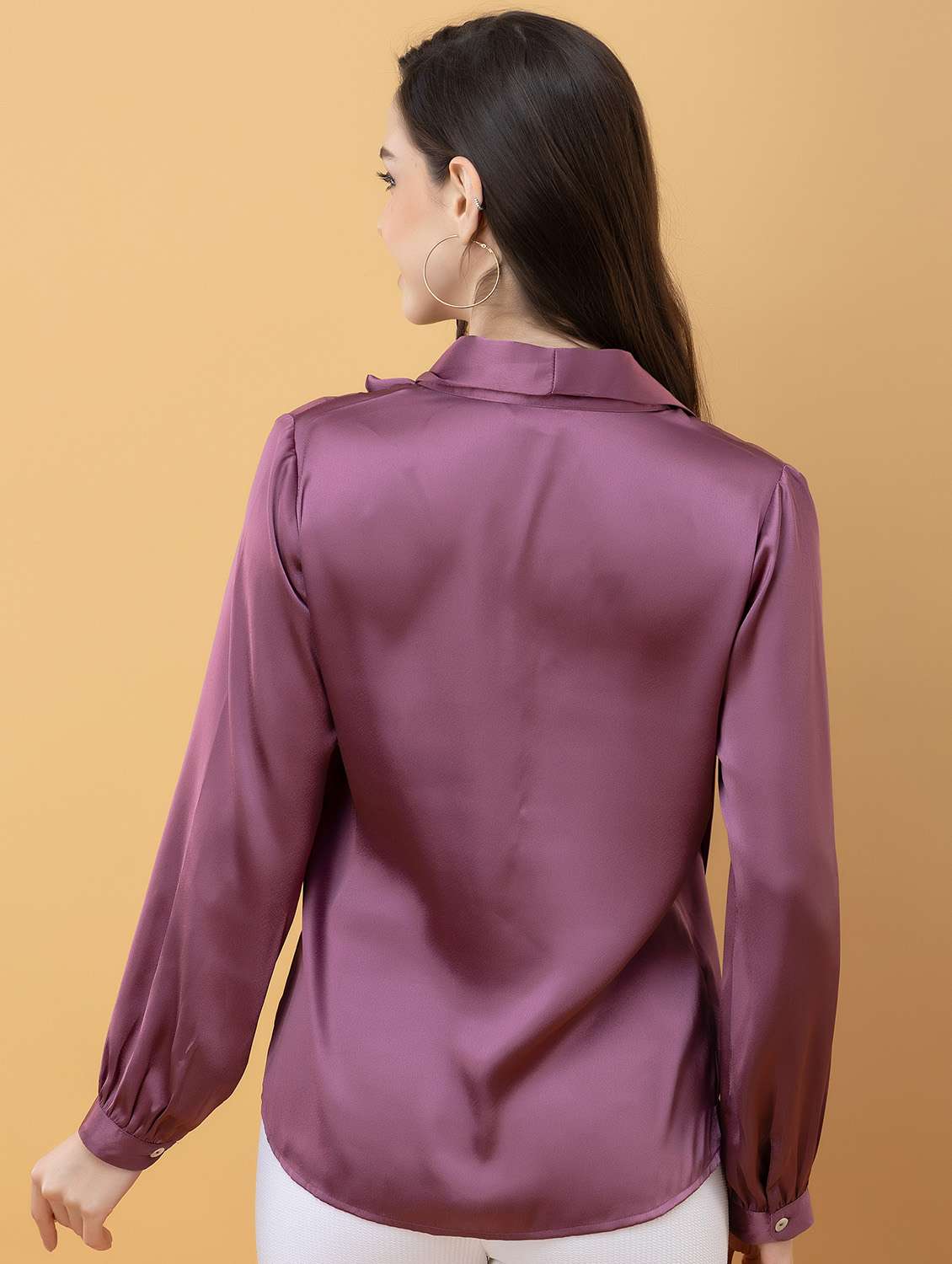 women solids purple satin regular top - 22443665 -  Standard Image - 4