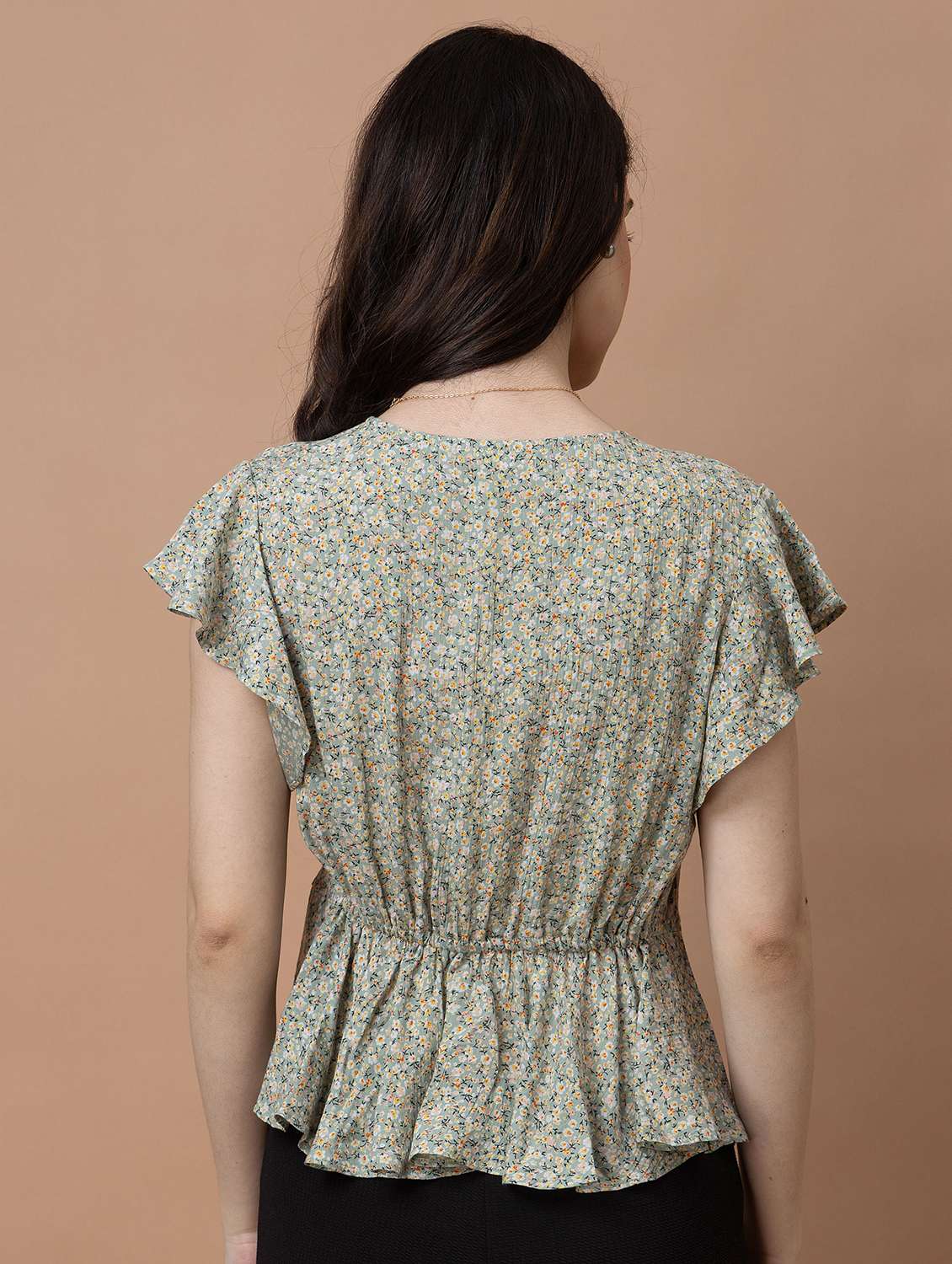 women printed short sleeve wrap top - 22443681 -  Standard Image - 4