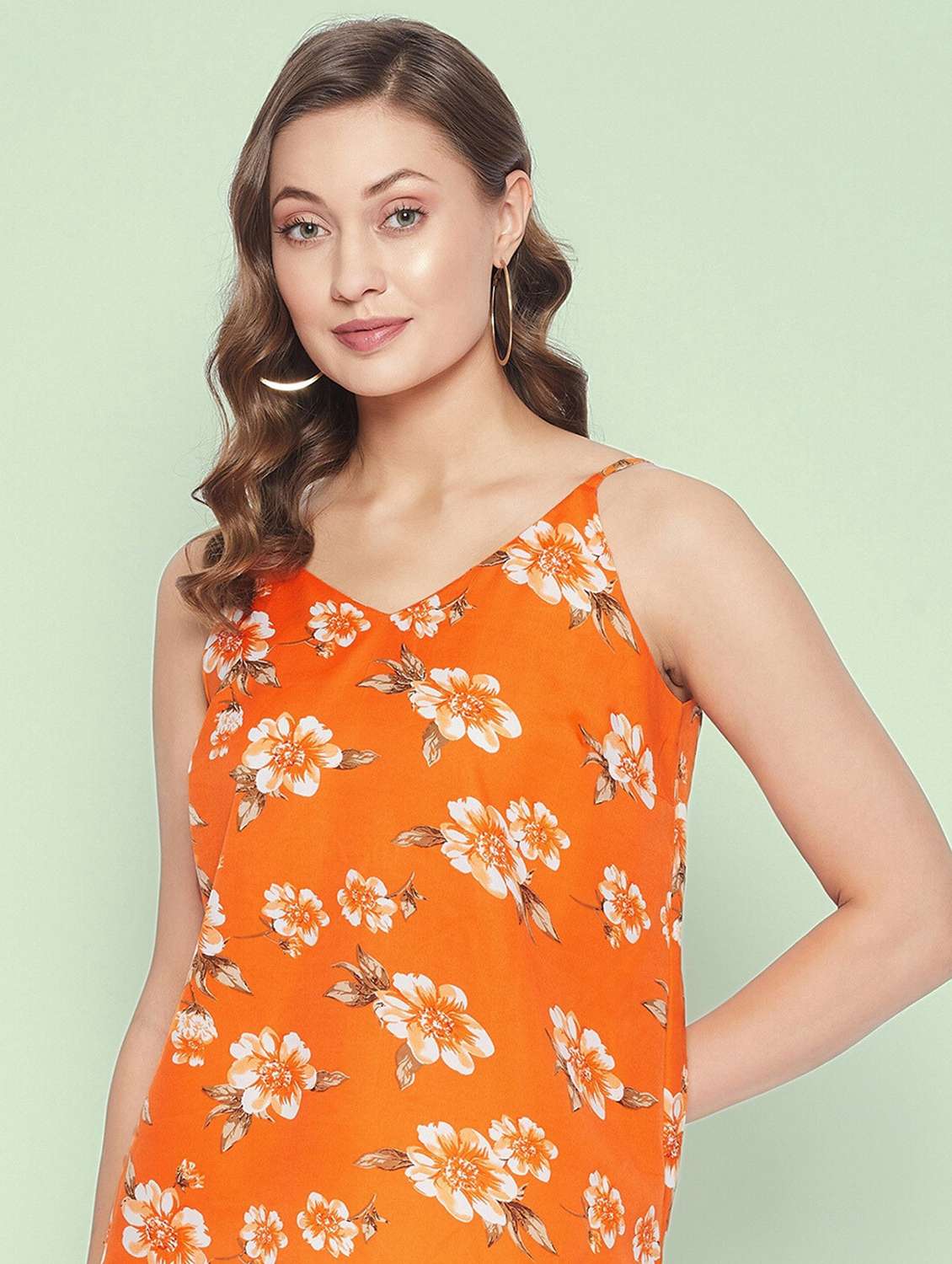 women printed shoulder strap regular top