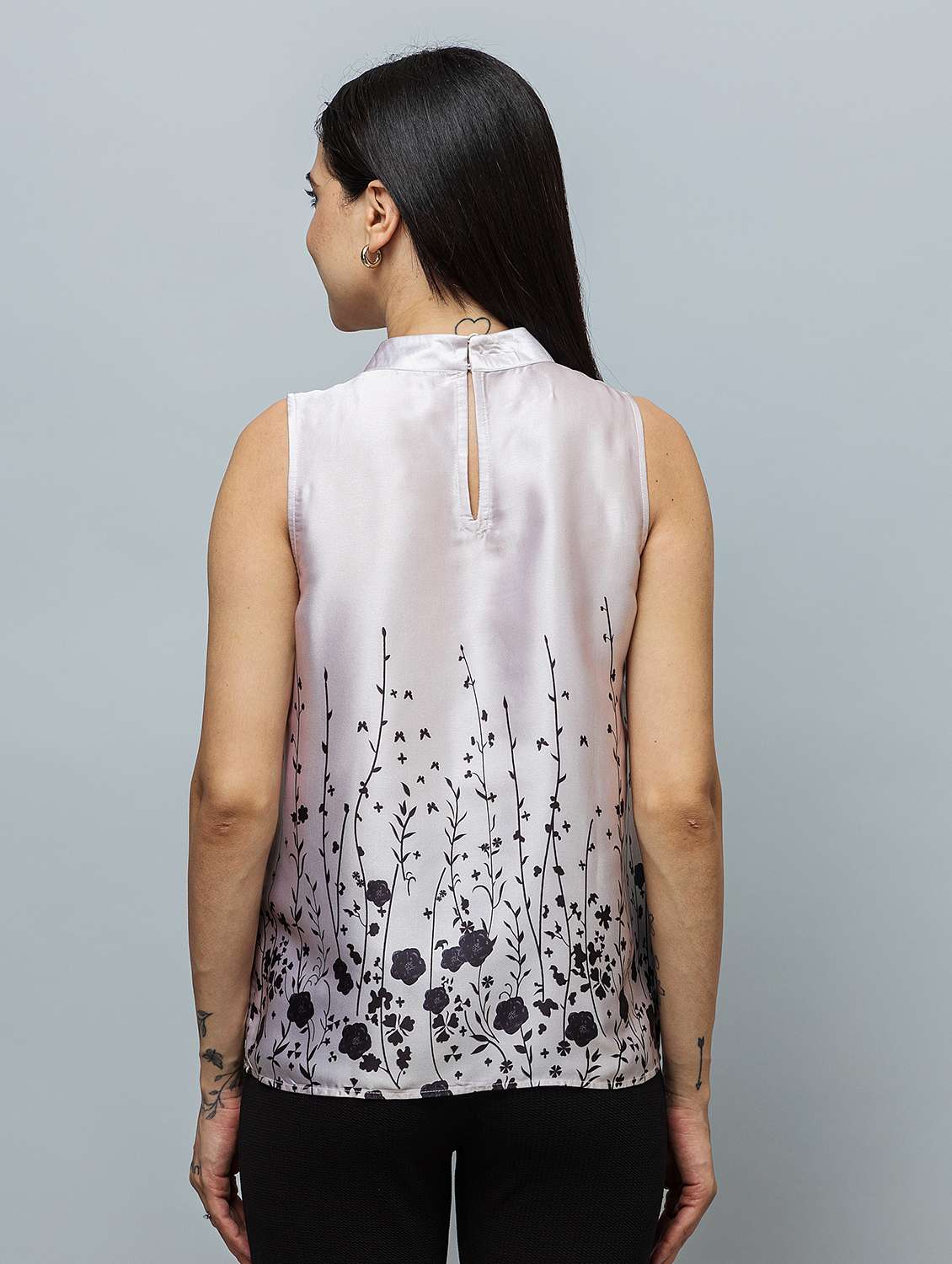 women floral silver satin regular top - 22443695 -  Standard Image - 4