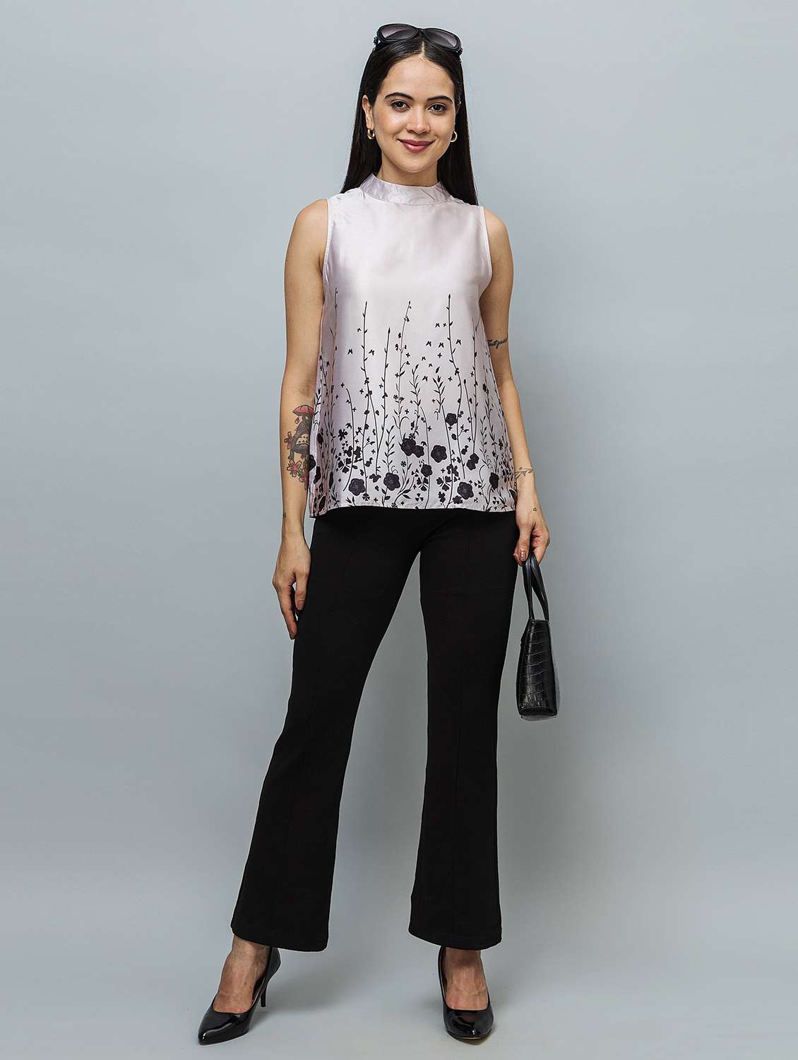 women floral silver satin regular top - 22443695 -  Standard Image - 6