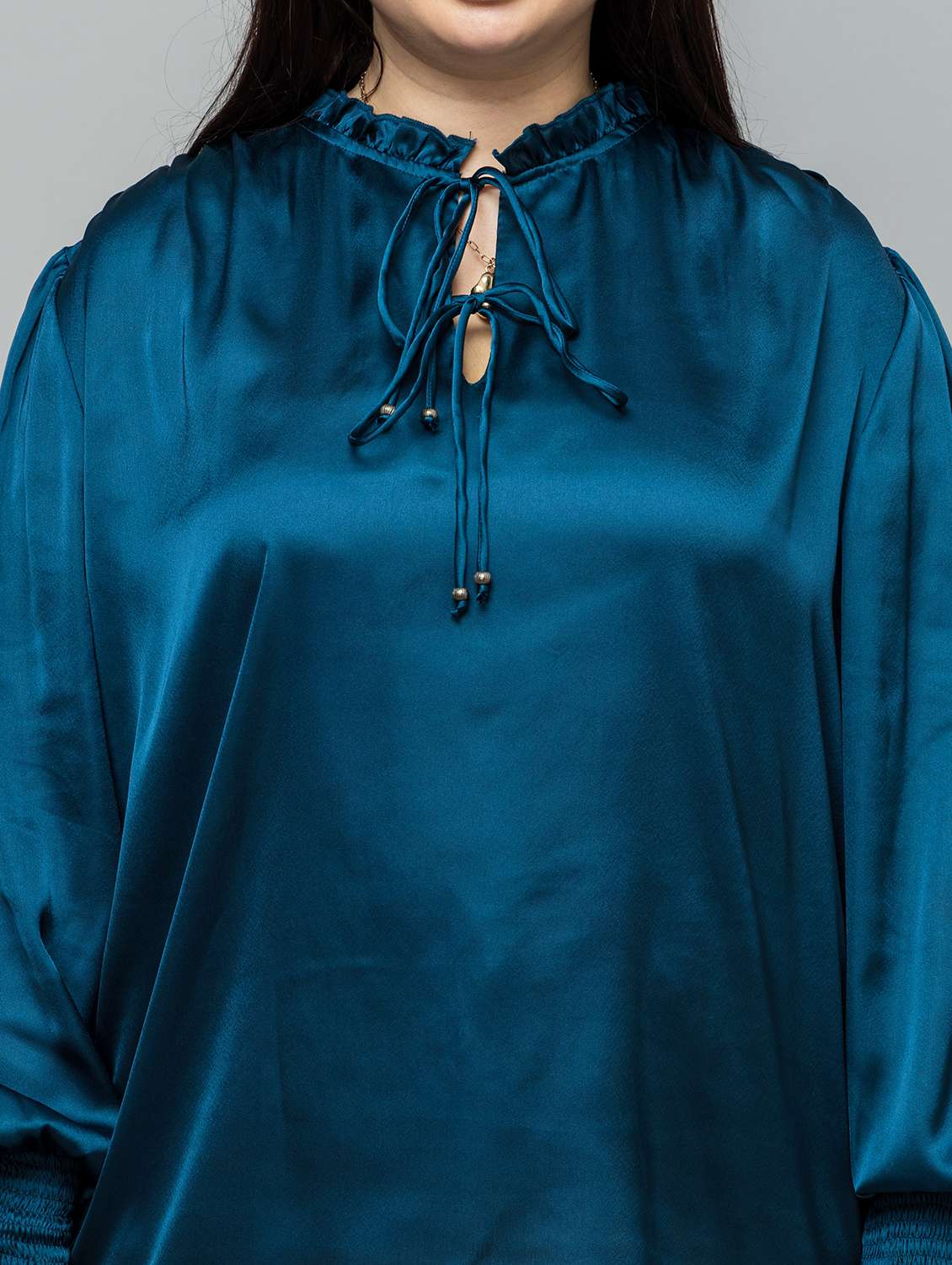 women plus size solid long sleeve regular top - 22443696 -  Standard Image - 1