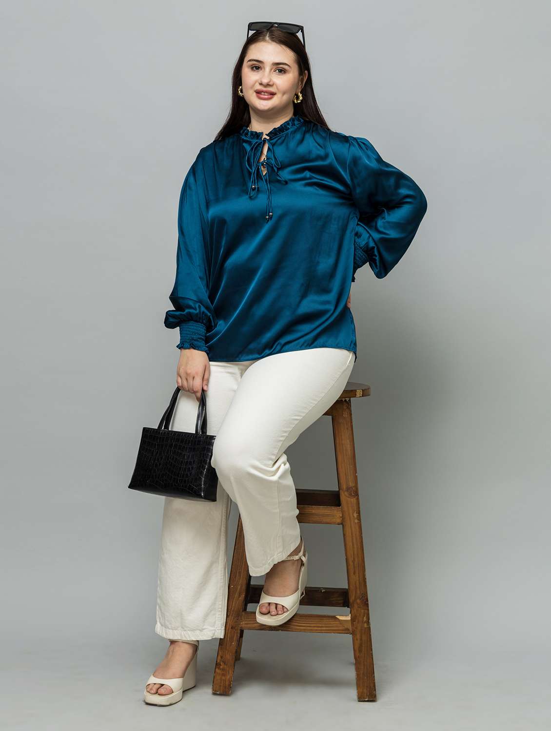 women plus size solid long sleeve regular top - 22443696 -  Standard Image - 6