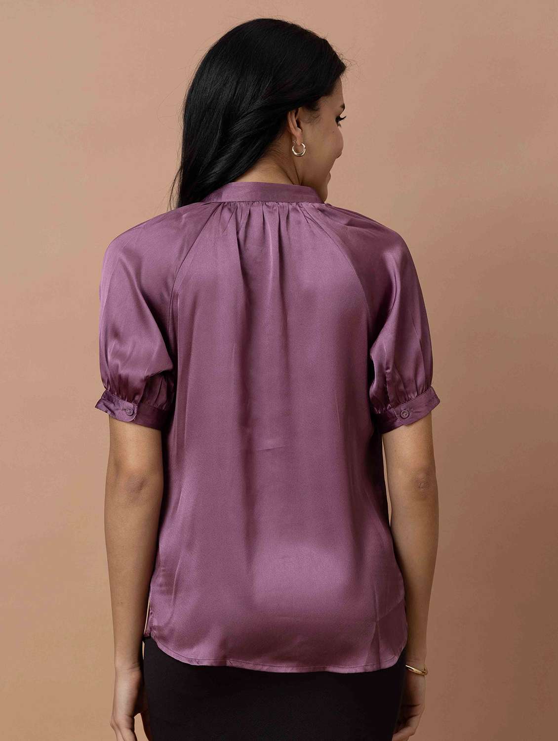 women solid purple satin regular top - 22443697 -  Standard Image - 4