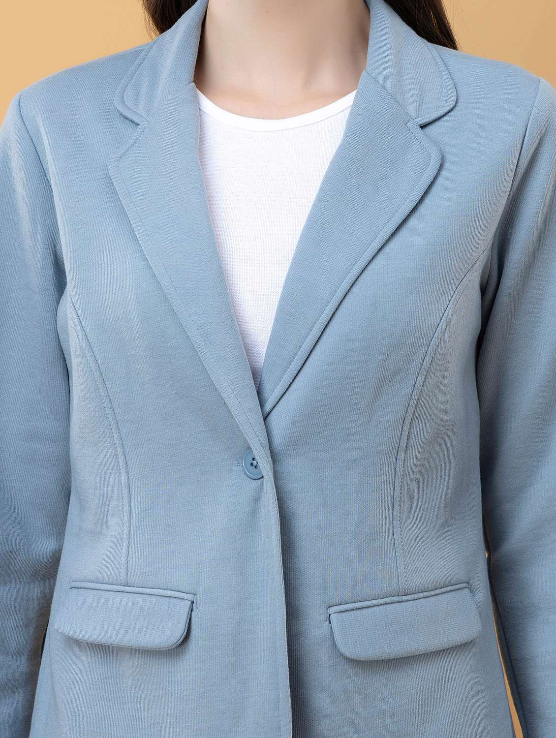 women blue fleece regular jacket - 22443704 -  Standard Image - 1