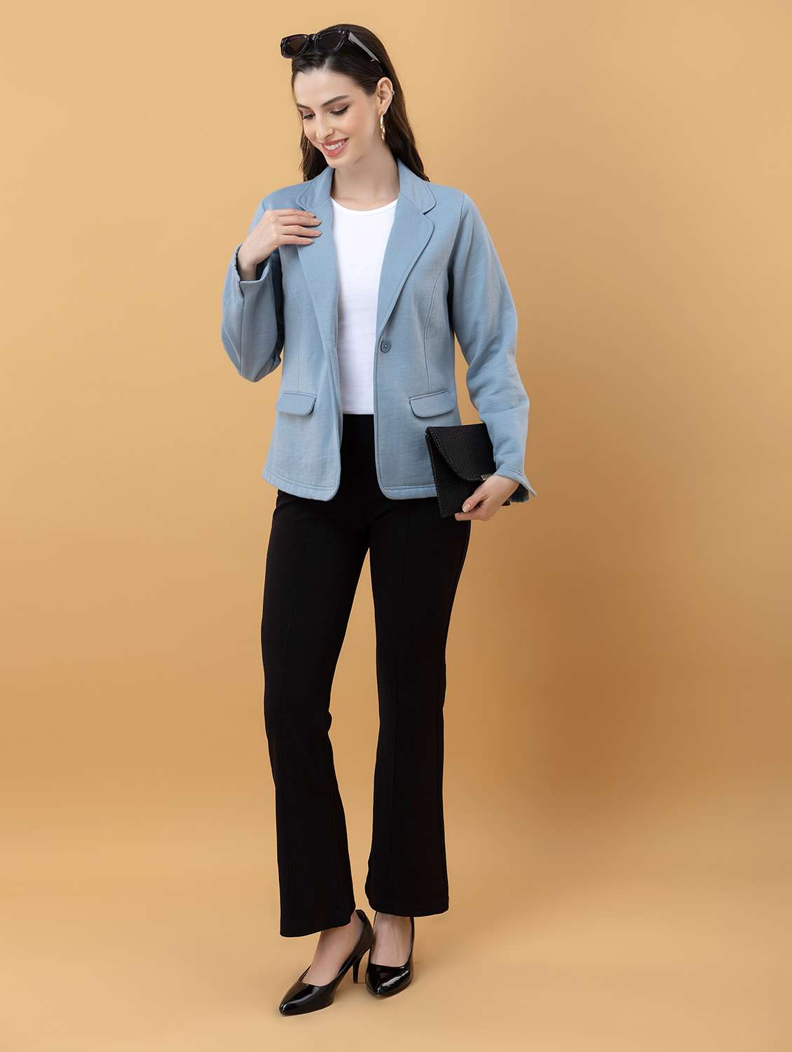 women blue fleece regular jacket - 22443704 -  Standard Image - 6