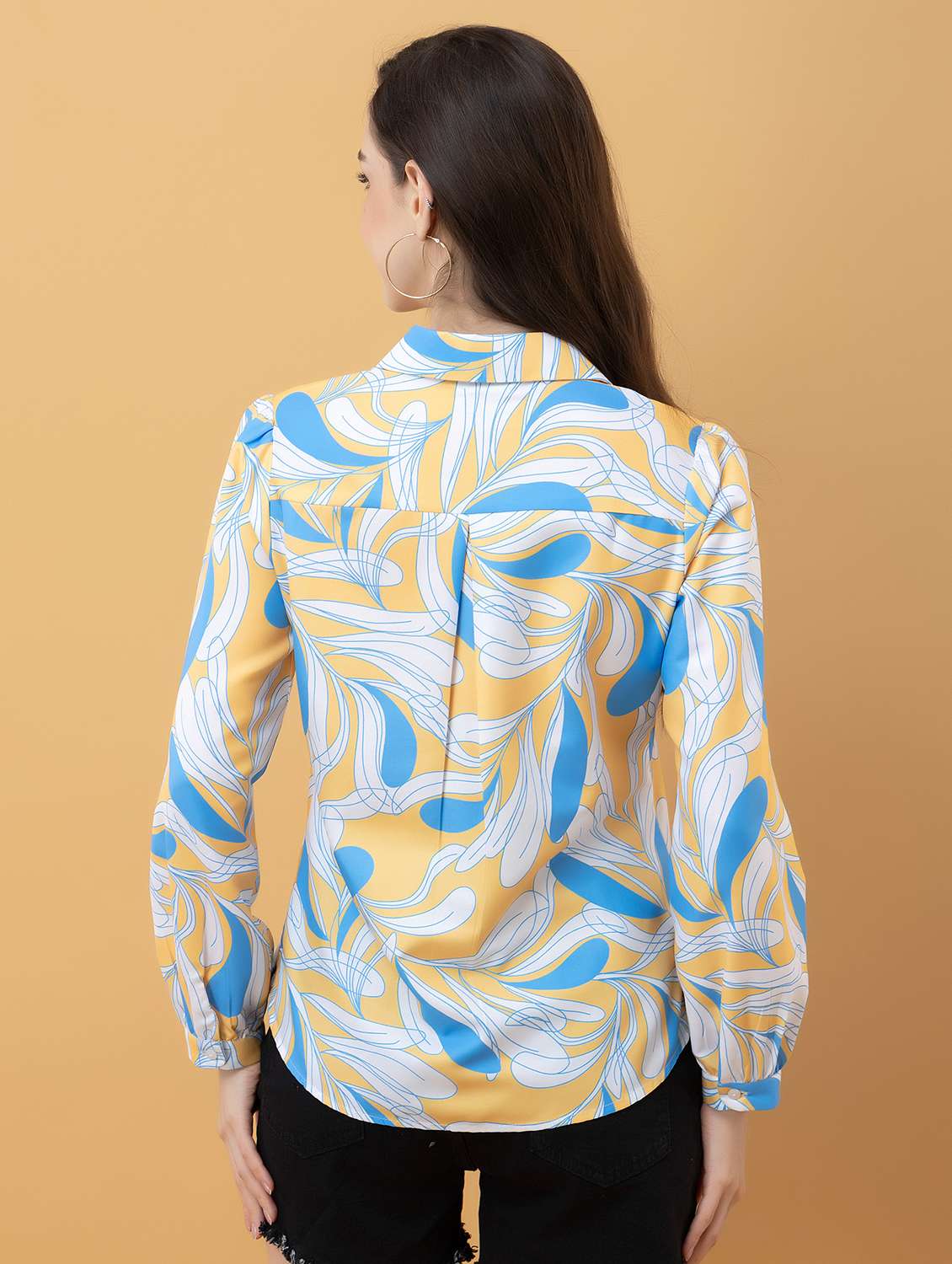 women abstract yellow rayon regular shirt - 22443705 -  Standard Image - 4