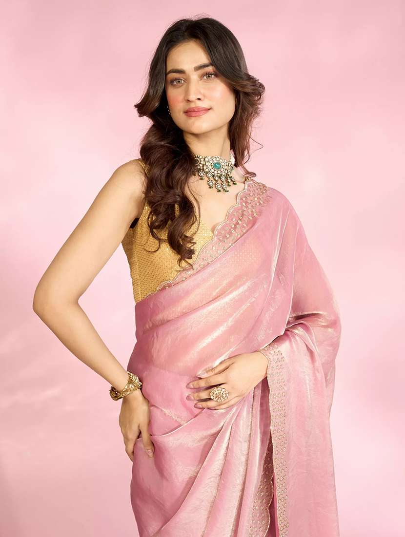 women solid with bordered saree - 22444720 -  Standard Image - 1
