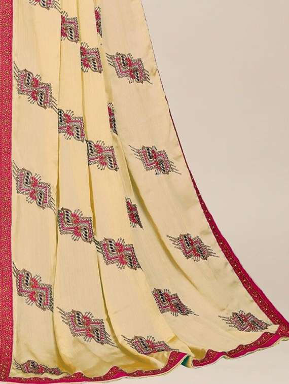 women solid with work embroidered saree - 22444785 -  Standard Image - 4
