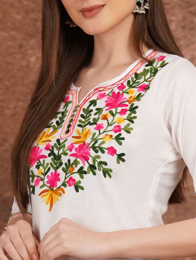 Women White Cotton A-line Kurta - 22444971 -  Standard Image - 1