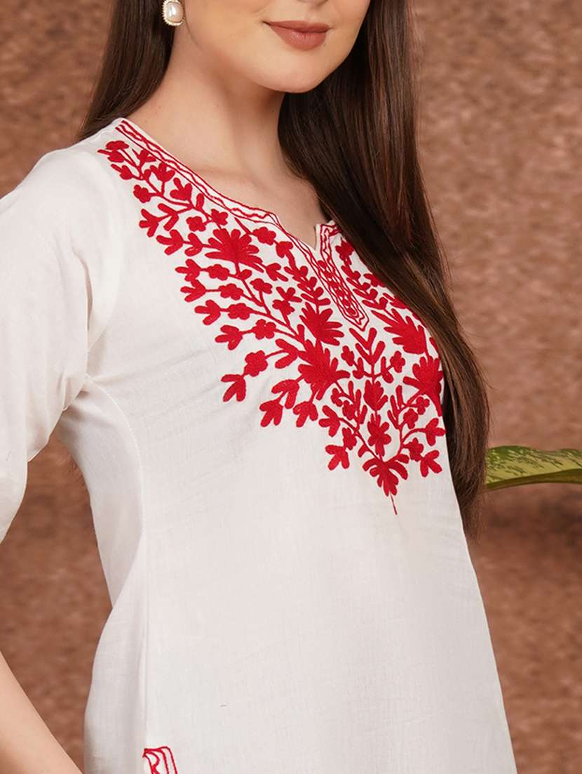 Women White Cotton A-line Kurta - 22444975 -  Standard Image - 1
