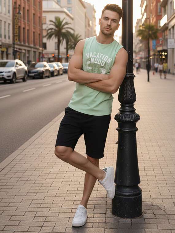 men green cotton chest print t-shirt - 22445006 -  Standard Image - 4